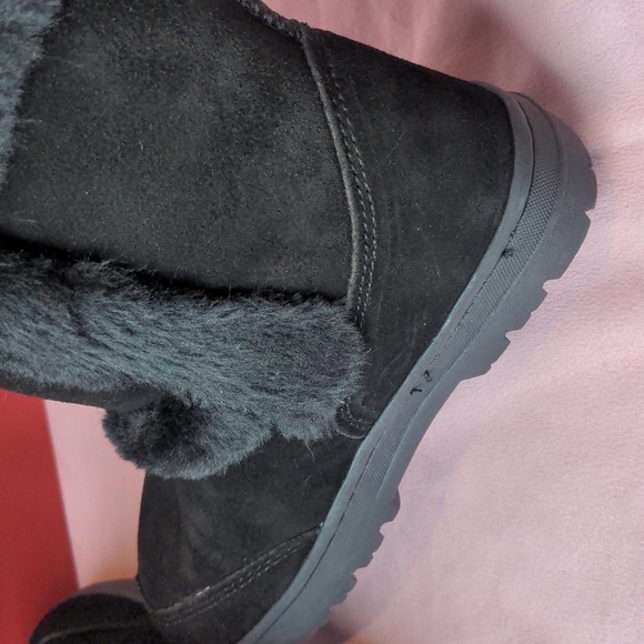 Style & Co Genuine Suede Fluffy Black Witty Black  Boots size 5 - Picture 5 of 8